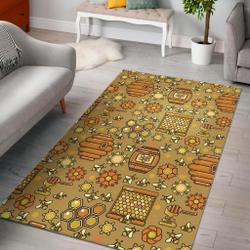 Cute Bee Honey Gifts Pattern Print Area Rug Living Room Rug Home Decor