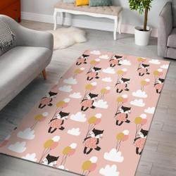 Cute Raccoon Hot Air Balloon Pattern Print Area Rug Living Room Rug Home Decor