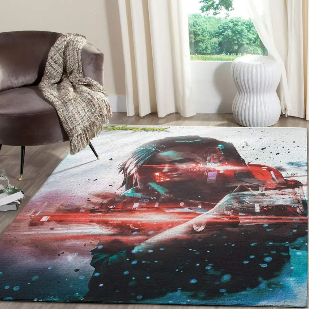Cyberpunk 2077 Futuristic Gaming Area Rugs Living Room Carpet Fn140101 Rug Regtangle Carpet Floor Decor Home Decor