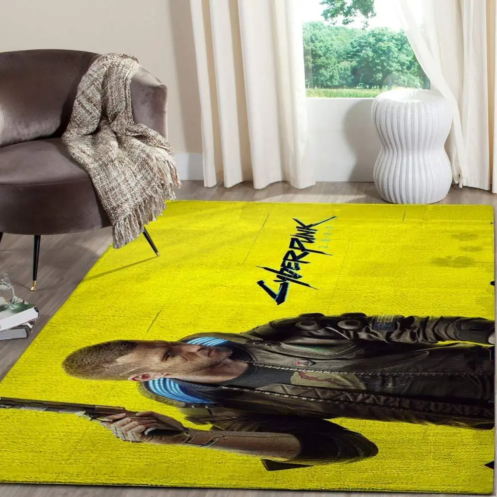 Cyberpunk 2077 Futuristic Gaming Area Rugs Living Room Carpet Fn140108 Rug Regtangle Carpet Floor Decor Home Decor