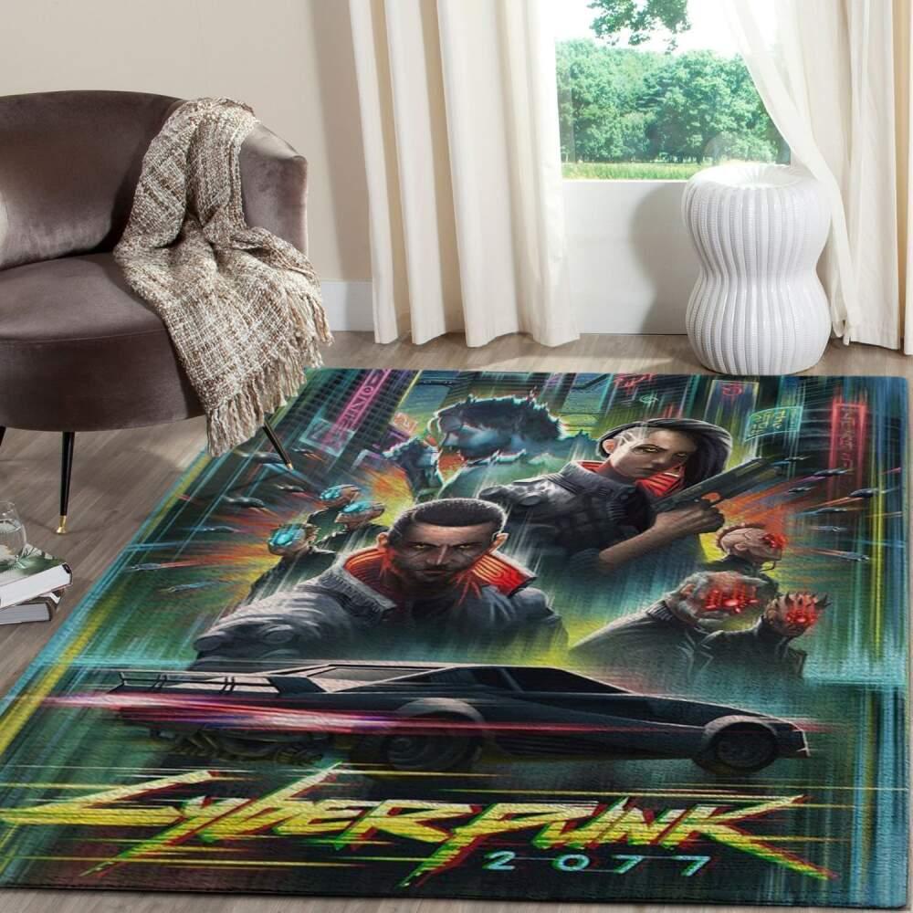 Cyberpunk 2077 Futuristic Gaming Area Rugs Living Room Carpet Fn140111 Rug Regtangle Carpet Floor Decor Home Decor