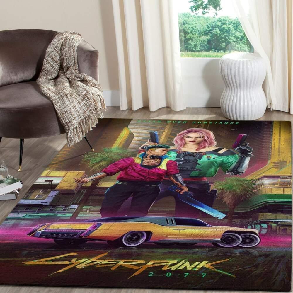 Cyberpunk 2077 Futuristic Gaming Area Rugs Living Room Carpet Fn140113 Rug Regtangle Carpet Floor Decor Home Decor