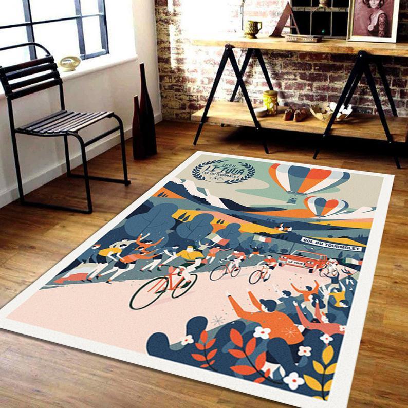 Cycling Print Col Du Tourmalet Tour De France Cycling Rug Floor Mat Carpet Sport Decor