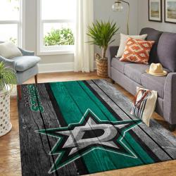 Dallas Stars Nhl Team Logo Area Rugs Wooden Style Living Room Regtangle Carpet