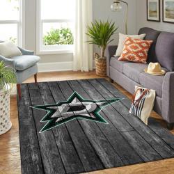 Dallas Stars Nhl Grey Area Rugs Wooden Style Living Room Regtangle Carpet