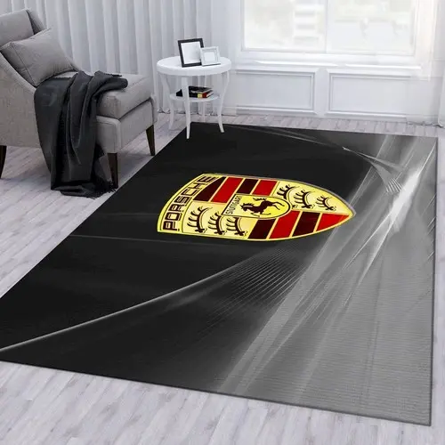 Porsche Logo Embroidery Area Rug Living Room Area Rug Home Decor