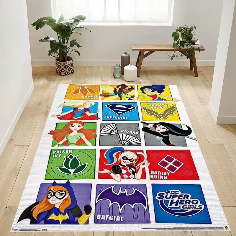 Dc Comics Tv Dc Superhero Girls Grid Area Rug Living Room And Bed Room Rug Rug Regtangle Carpet Floor Decor Home Decor