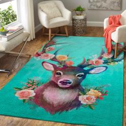 Deer & Flower Area Rug 191016 Ofd Area Rug Living Room Carpet Rug Regtangle Carpet Floor Decor Home Decor