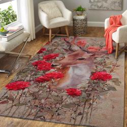 Deer & Flower Area Rug 1910163 Ofd Area Rug Living Room Carpet Rug Regtangle Carpet Floor Decor Home Decor