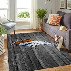 Denver Broncos Nfl Area Rugs Living Room Carpet Team Logo Gray Wooden Rug