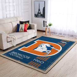 Denver Broncos Nfl Area Rugs Retro Style Living Room Carpet Sports Rug