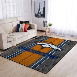 Denver Broncos Nfl Team Logo Area Rugs Wooden Style Living Room Sports Rug