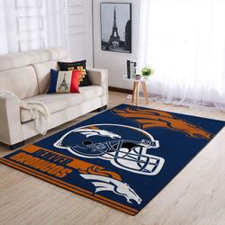Denver Broncos Nfl Team Logo Helmet Rectangle Area Rug Area Rug Living Room Rug