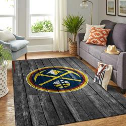 Denver Nuggets Nba Grey Wooden Style Living Room Carpet Rug Regtangle Carpet
