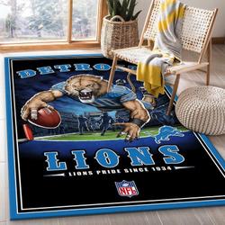 Detroit Lions Football Nfl 17 Living Room And Bed Room Rug Regtangle Carpet