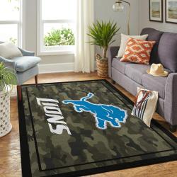 Detroit Lions Nfl Camo Style Living Room Carpet Home Rug Regtangle Carpet