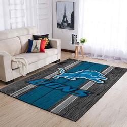 Detroit Lions Nfl Football Living Room Wooden Style Home Rug Regtangle Carpet