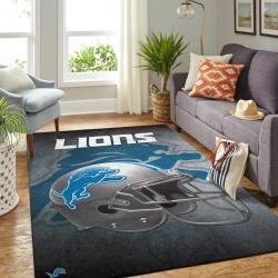 Detroit Lions Nfl Team Helmet Living Room Carpet Sports Rug Regtangle Carpet