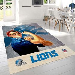 Detroit Lions Nfl Rosie The Riveter Living Room Bed Room Rug Regtangle Carpet