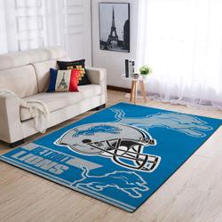 Detroit Lions Nfl Helmet Rectangle Living Room Carpet Rug Regtangle Carpet