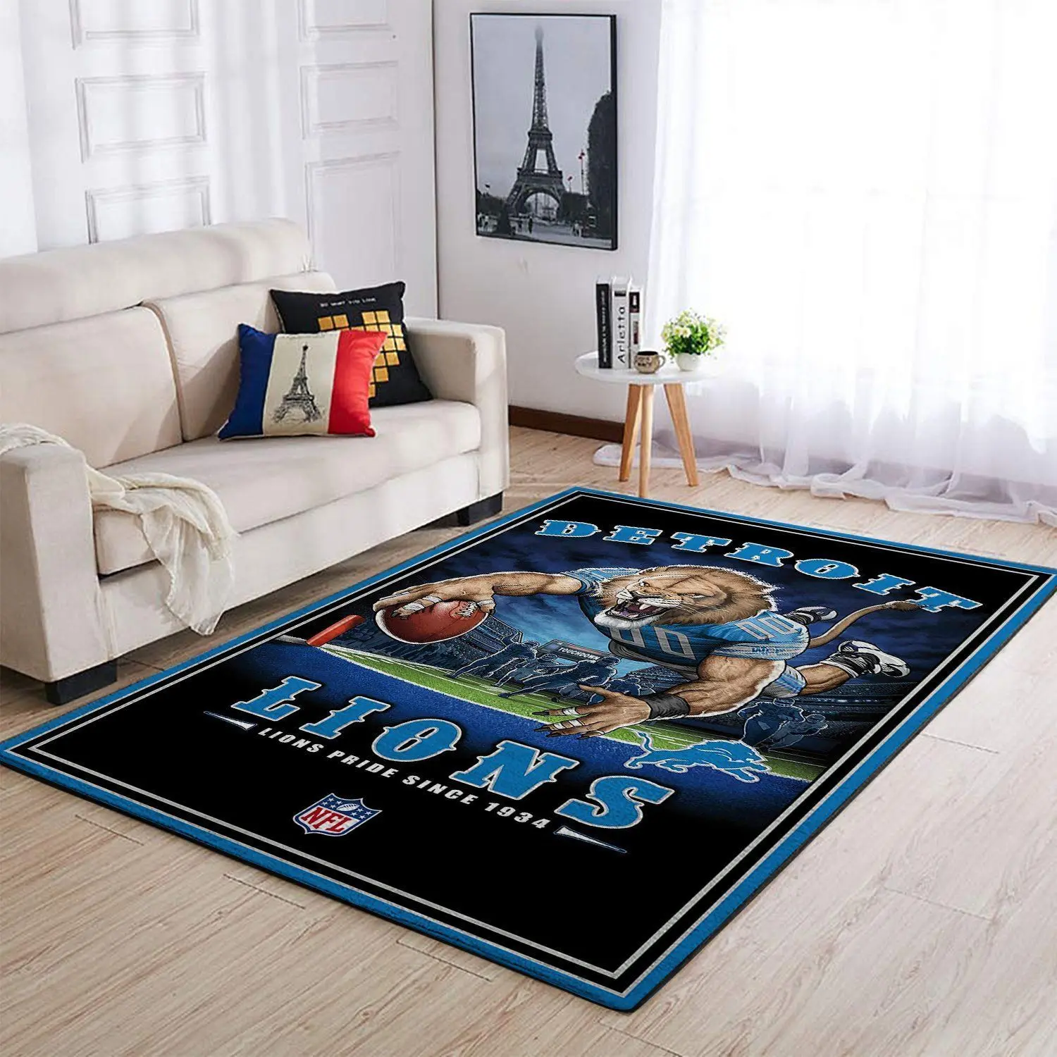 Detroit Lions Nfl Team Pride Rectangle Living Room Carpet Rug Regtangle Carpet
