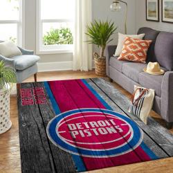 Detroit Pistons Nba Wooden Style Living Room Carpet Sports Rug Regtangle Carpet