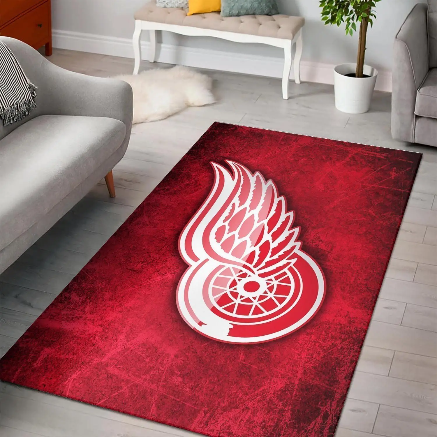 Detroit Red Wings Area Rugs Nhl Hockey Living Room Carpet Home Decor 2002213