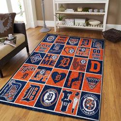 Detroit Tigers Mlb Baseball Area Rug Baseball Rug Regtangle Carpet Floor Decor Home Decor