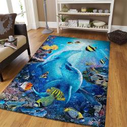 Dolphin Printing Area Rug Living Room Rug Home Decor