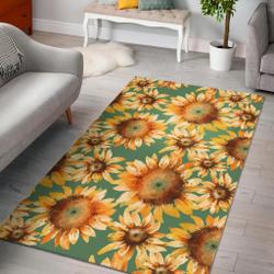 Drawing Sunflower Print Pattern Area Rug Living Room Rug Home Decor