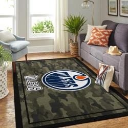 Edmonton Oilers Nhl Area Rugs Camo Style Living Room Carpet Regtangle Carpet