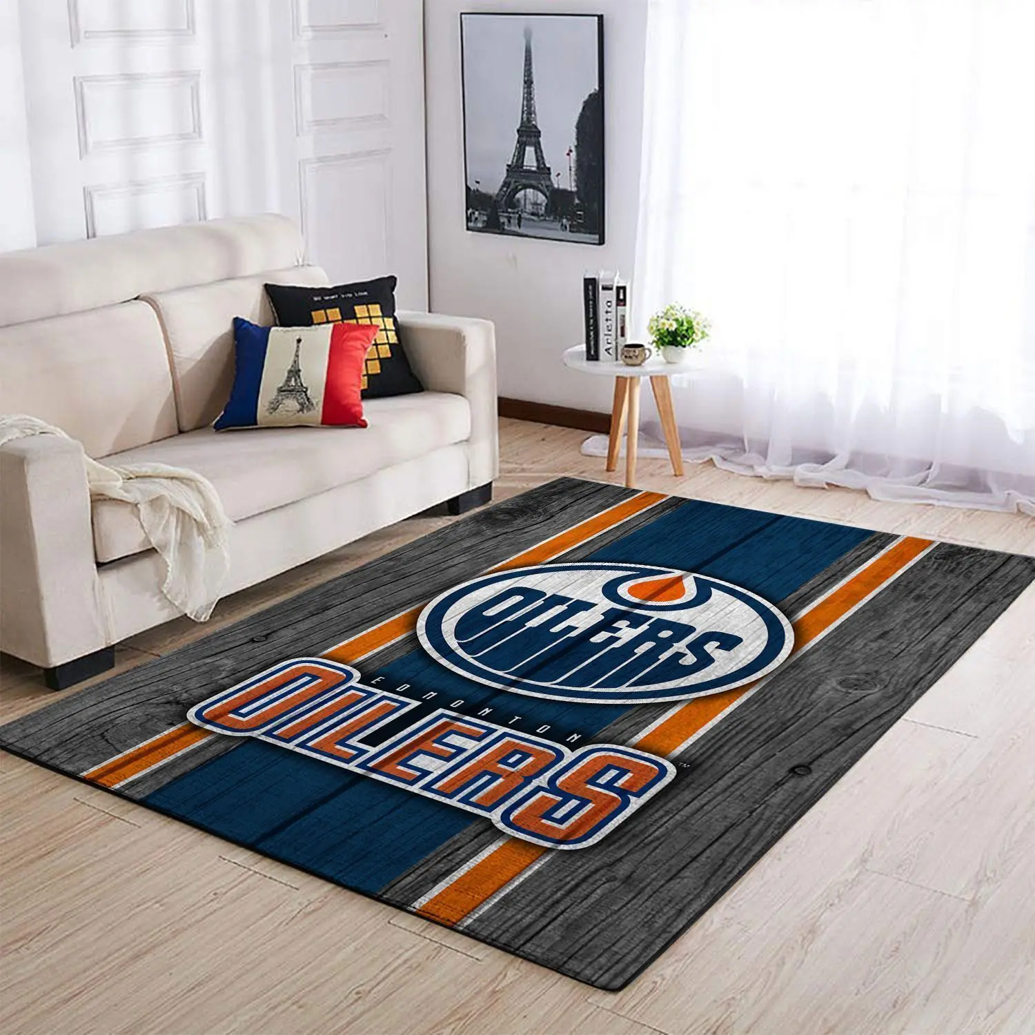 Edmonton Oilers Nhl Area Rugs Team Logo Living Room Regtangle Carpet