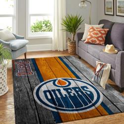 Edmonton Oilers Nhl Area Rugs Wooden Style Living Room Rug Regtangle Carpet