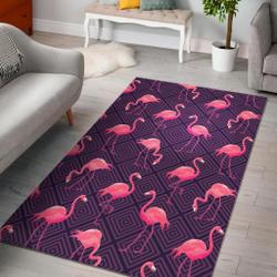 Flamingo Hawaiian Tropical Stripe Pattern Print Area Rug Living Room Rug Home Decor