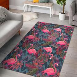 Flamingo Stripe Hawaiian Tropical Pattern Print Area Rug Living Room Rug Home Decor