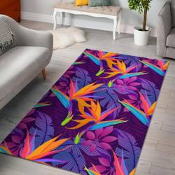 Floral Hawaiian Tropical Palm Leaves Pattern Print Area Rug Living Room Rug Home Decor