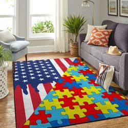 Autism And American Flag Area Rug Home Decor Carpet Rug Living Room 20030329