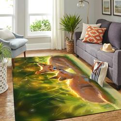 Couple Fox Art Area Rug Living Room Rug Home Decor Art Carpet