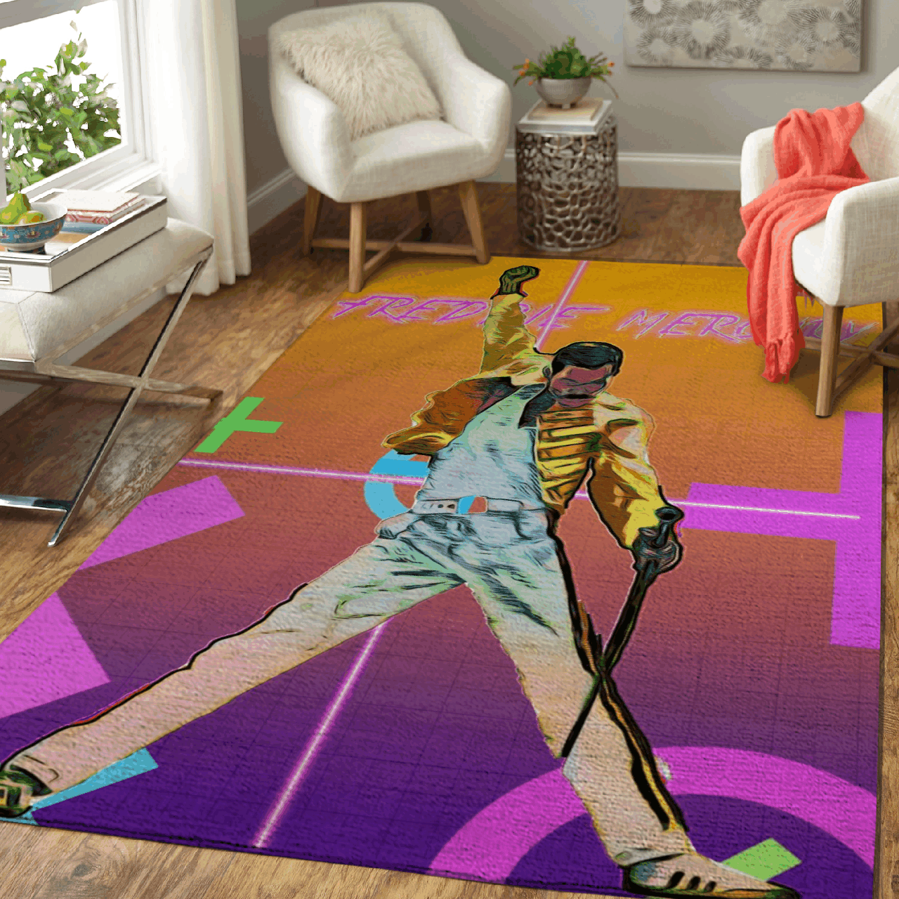 Freddie Mercury Queen British Rock Band Pop Art Area Rug Area Rug Living Room Carpet Rug Regtangle Carpet Floor Decor Home Decor