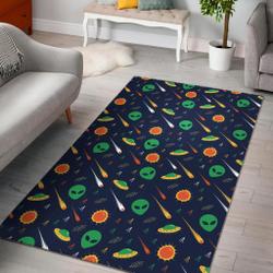 Galaxy Comet Alien Ufo Pattern Print Area Rug Living Room Rug Home Decor