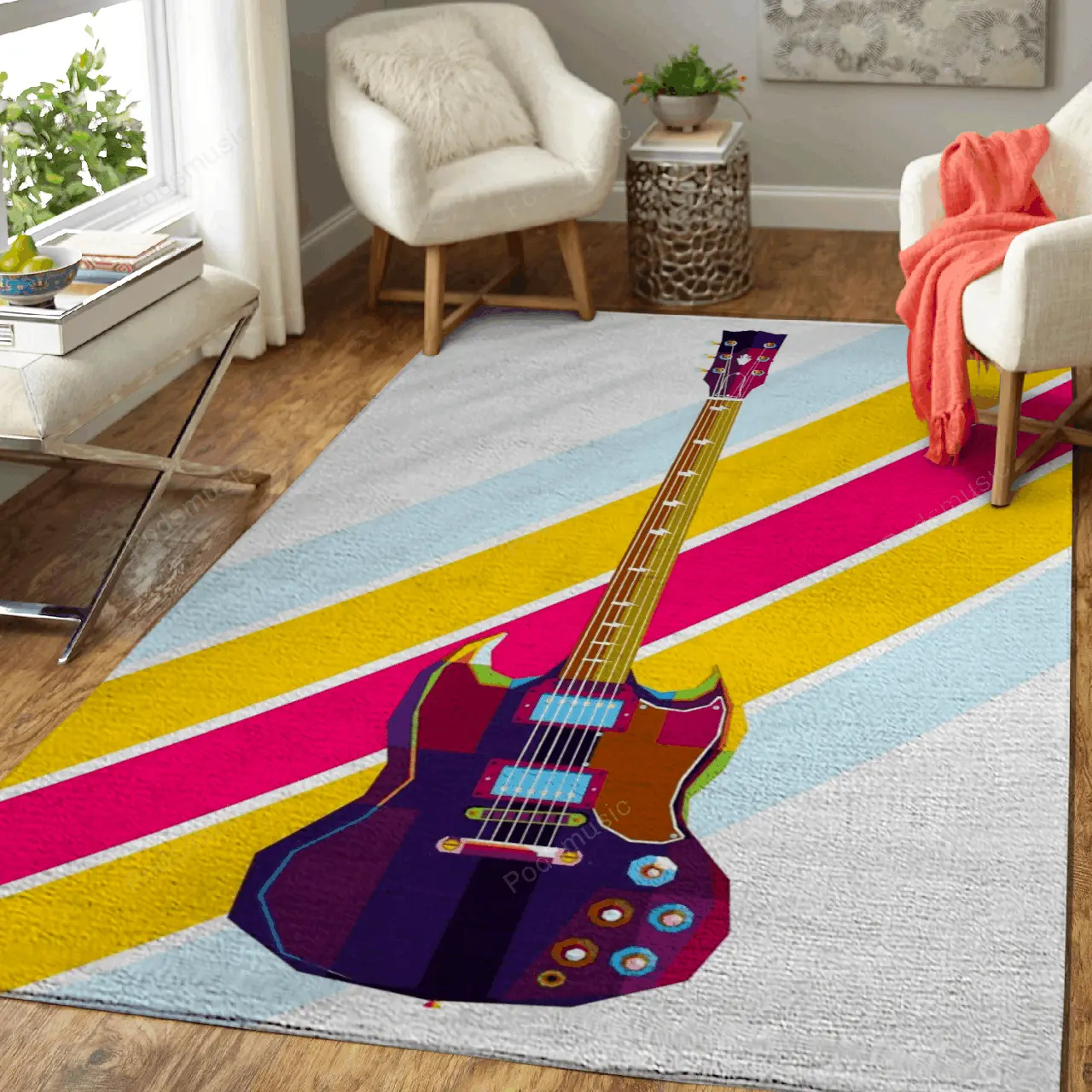 Gibson Angus Young Sg Legendary Music Art For Fans Area Rug Living Room Carpet Rug Regtangle Carpet Floor Decor Home Decor