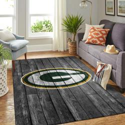 Green Bay Packers Nfl Living Room Gray Wooden Home Rug Regtangle Carpet