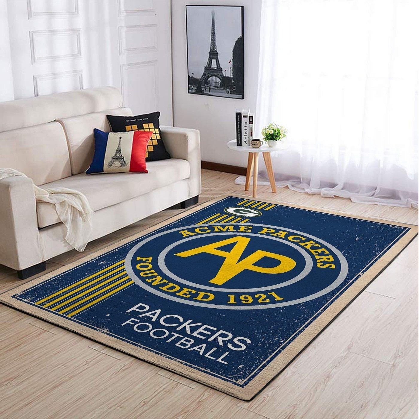 Green Bay Packers Nfl Retro Style Living Room Sports Rug Regtangle Carpe