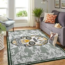 Green Bay Packers Nfl Skull Flower Style Living Room Rug Regtangle Carpet