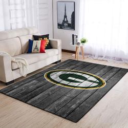 Green Bay Packers Nfl Team Logo Grey Area Rugs Wooden Style Living Room Carpet