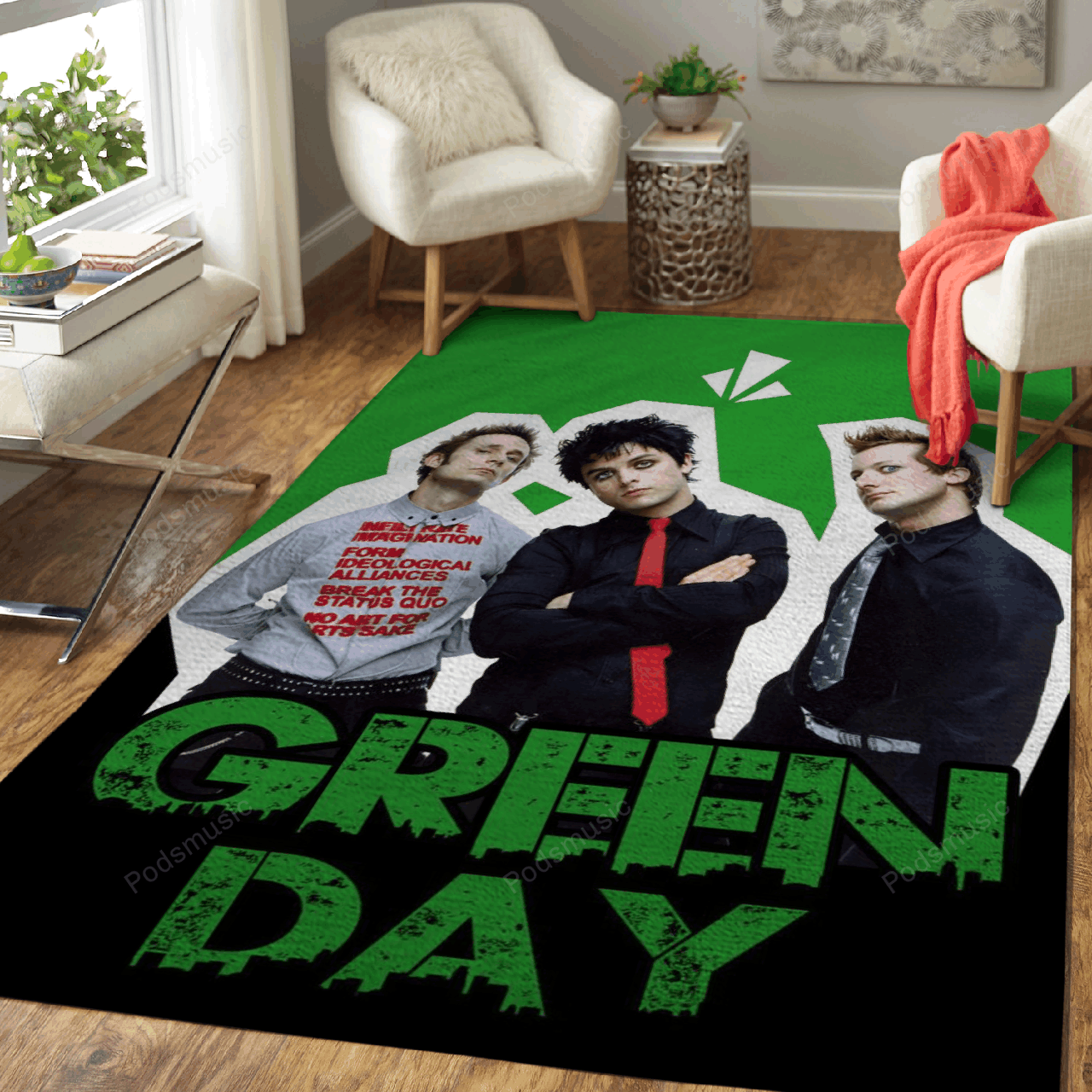 Green Day All About Music Art For Fans Area Rug Living Room Carpet Rug Regtangle Carpet Floor Decor Home Decor