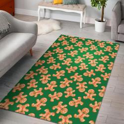 Green Gingerbread Man Chirstmas Pattern Print Area Rug Living Room Rug Home Decor