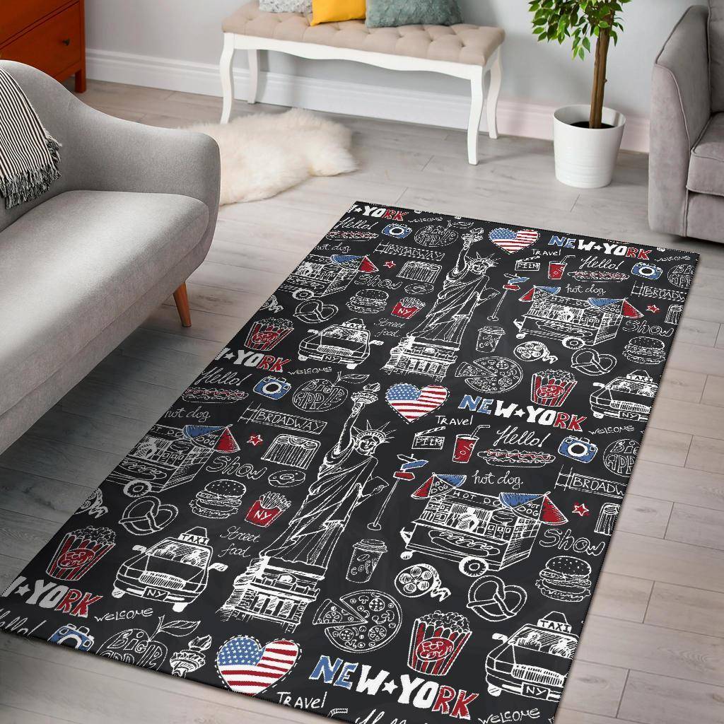 Green Hot Dog Pattern Print Area Rug Living Room Rug Home Decor