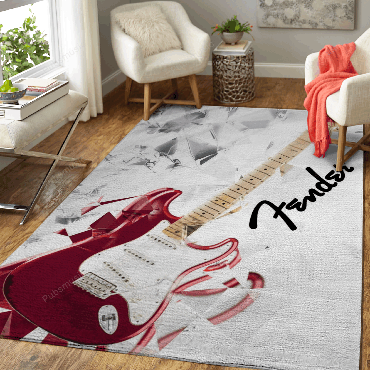 Guitar Fender 3 Music Art Studio Art For Fans Area Rug Living Room Carpet Rug Regtangle Carpet Floor Decor Home Decor