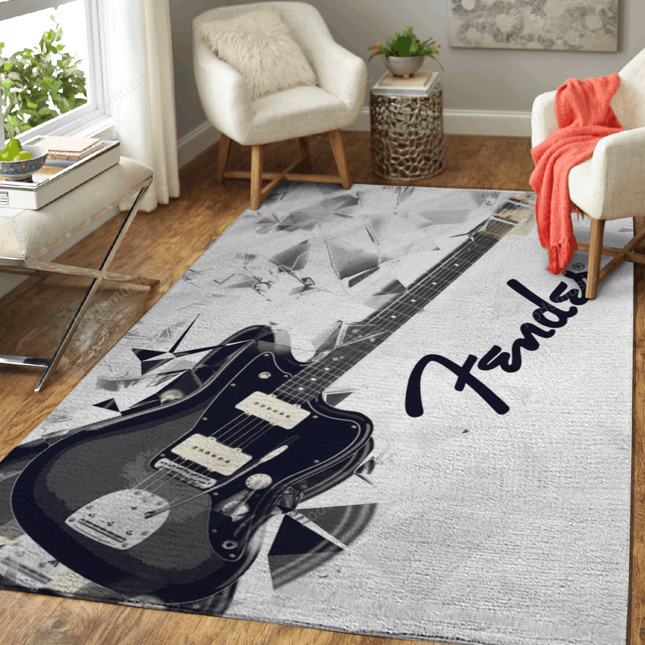 Guitar Fender 4 Music Art Studio Art For Fans Area Rug Living Room Carpet Rug Regtangle Carpet Floor Decor Home Decor